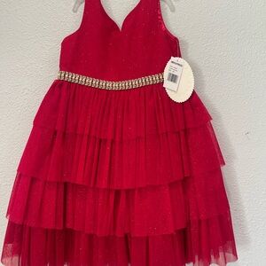 American Princess Sparkling Red Tiered Dress